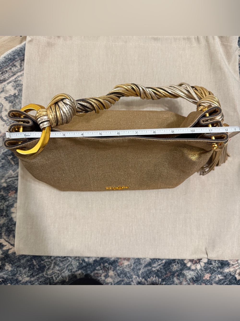 🦋 Donna Karan| Glenwood Small Gold Metallic Shoulder Bag NWOT (includes dustbag) - Picture 10 of 13